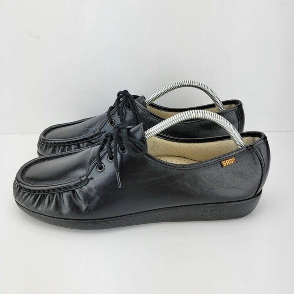 SAS Bounce Women's Size 11 M Black Leather Lace Up Low Top Comfort Shoes
